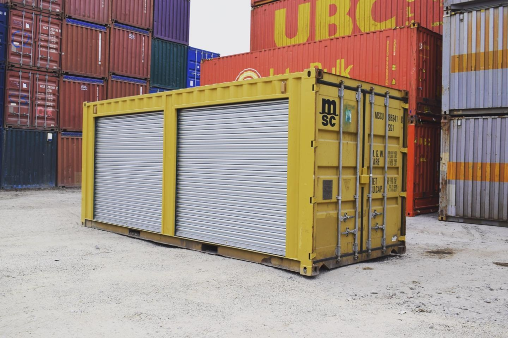 Yellow 20ft Container – Dual Side Roll-Up Doors