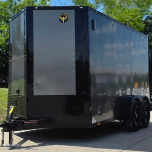 7×14 Black V-Nose Enclosed Trailer Blkout Pkg (2) 7,000lb Axles Elec Pkg