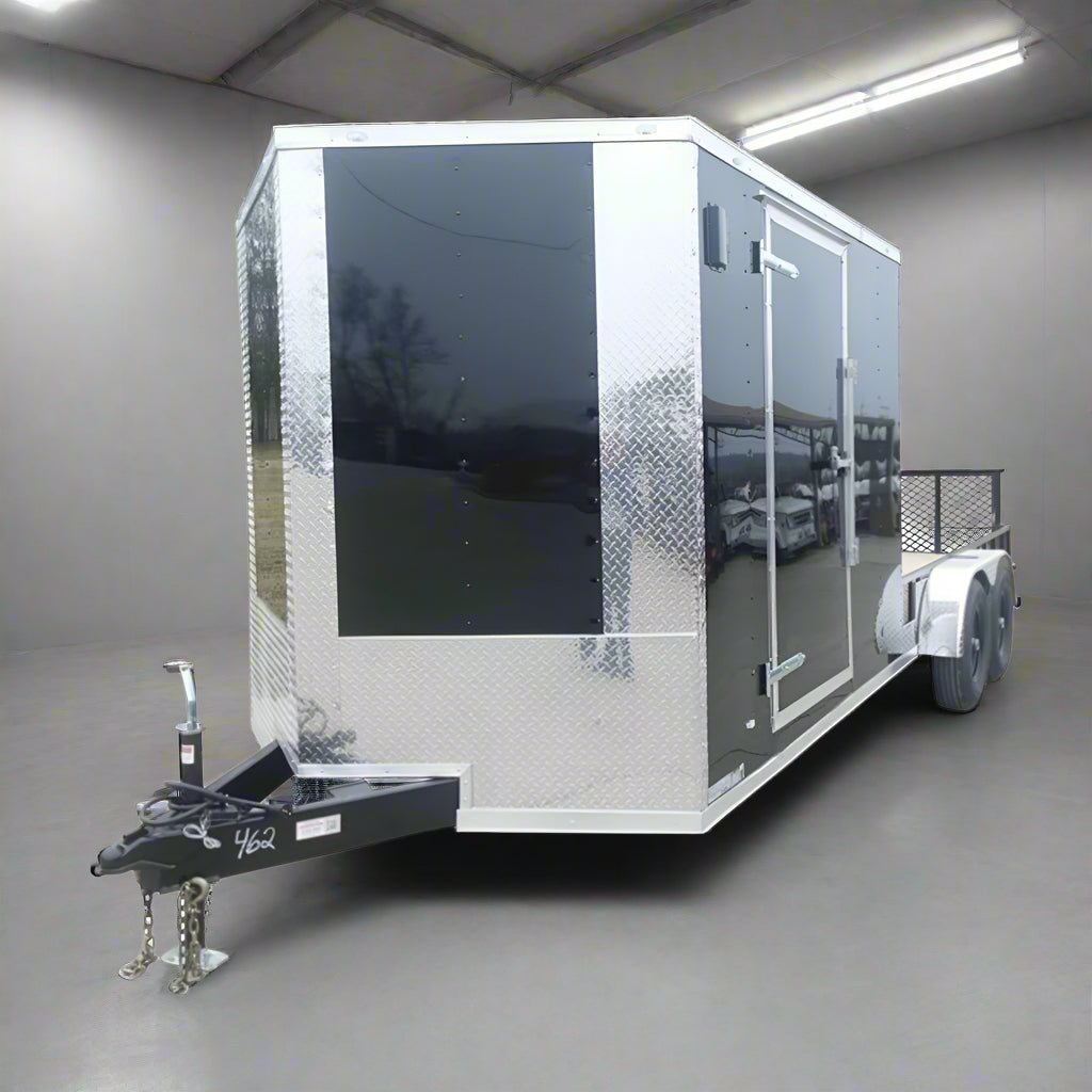 7×20 Black V-nose Hybrid Enclosed Trailer (2) 7K Axles