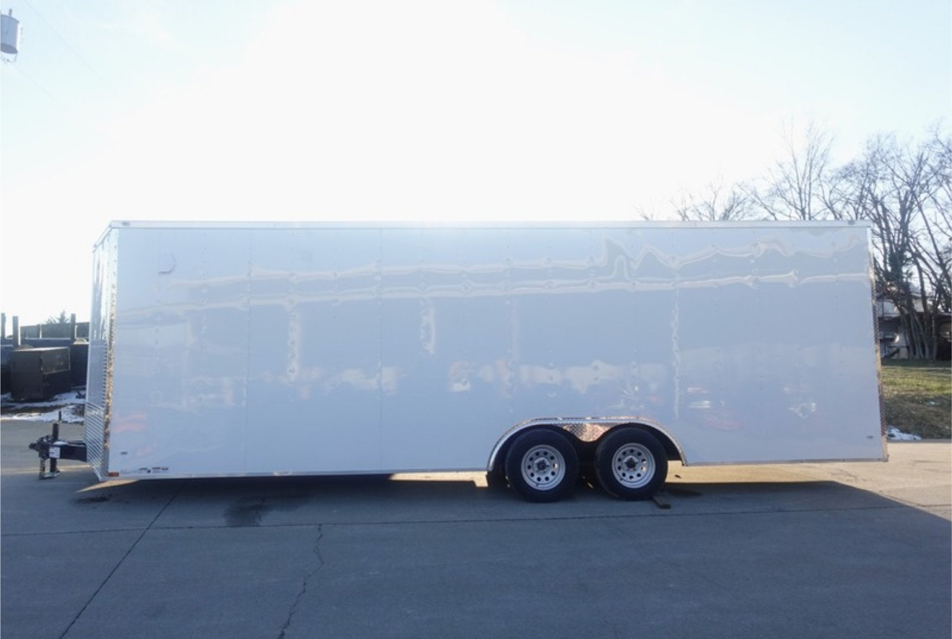 8.5×24 White V-Nose Enclosed Trailer (2) 3500lb Axles 7K GVWR