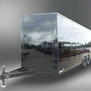 8.5×20 VNose Black with Black Out Trim Enclosed Trailer (2) 5200lb Axles With Brakes 7’6 Interior Height E-Track