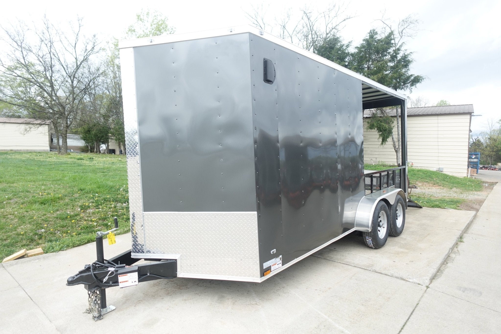 7×16 Charcoal V Nose Hybrid Enclosed Trailer (2) 5200lb Axles with Brakes