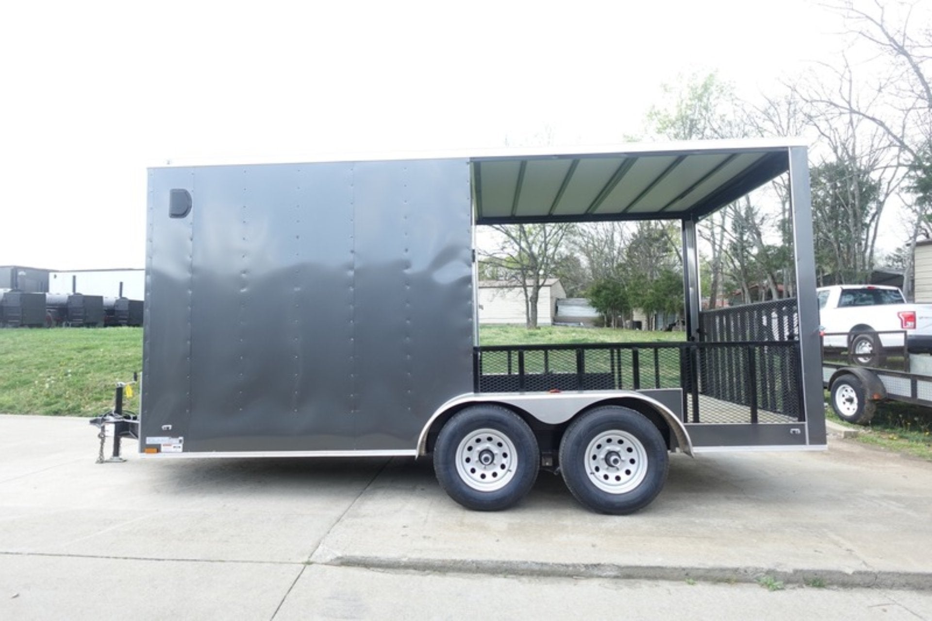 7×16 Charcoal V Nose Hybrid Enclosed Trailer (2) 5200lb Axles with Brakes - Image 3