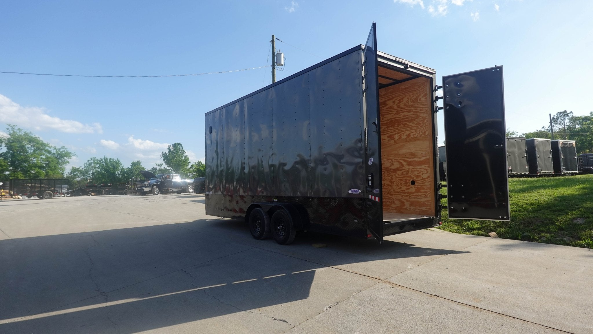 7×20 V Nose Charcoal With Black Out Trim Enclosed Trailer (2) 3500 LB Axles 9 Ft Interior height Barn Doors - Image 11