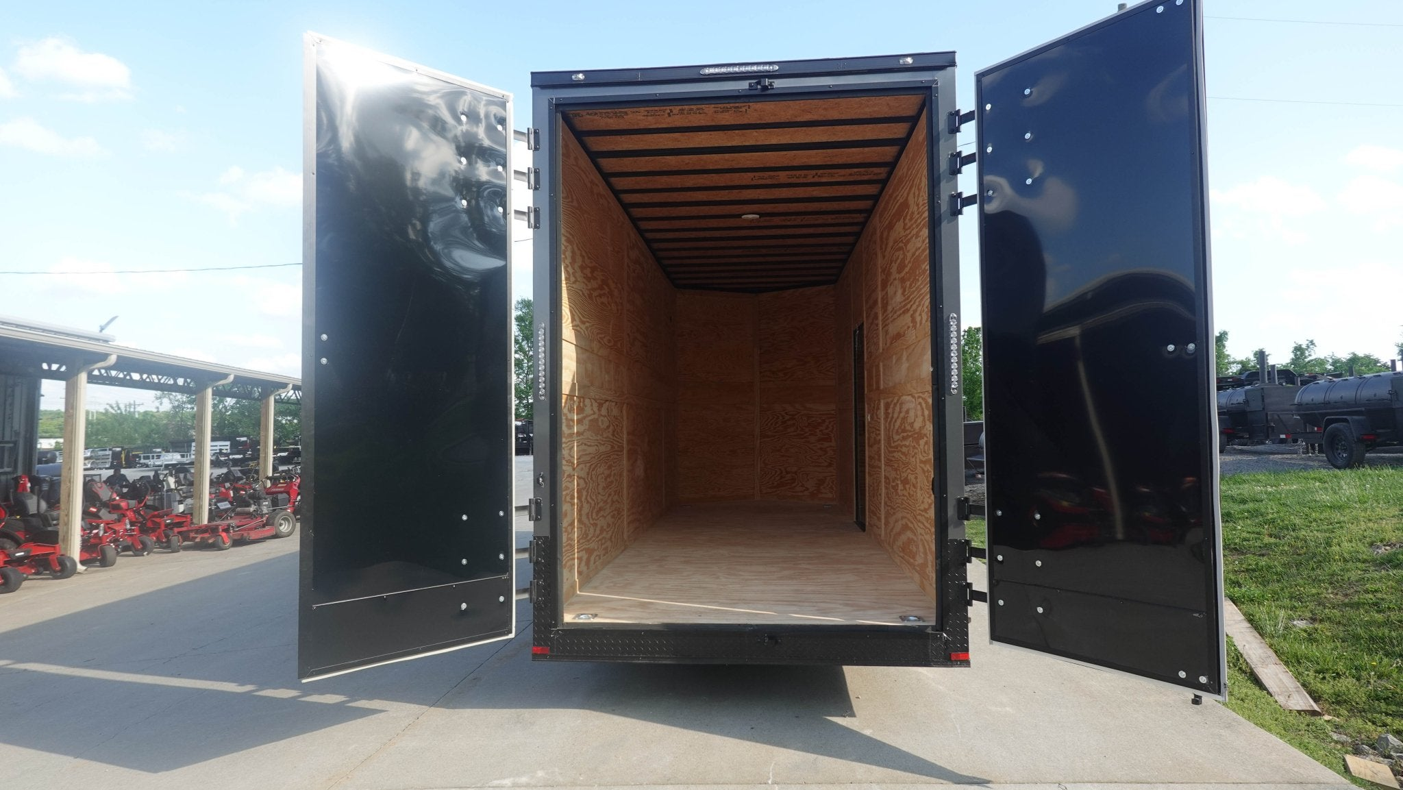 7×20 V Nose Charcoal With Black Out Trim Enclosed Trailer (2) 3500 LB Axles 9 Ft Interior height Barn Doors - Image 13