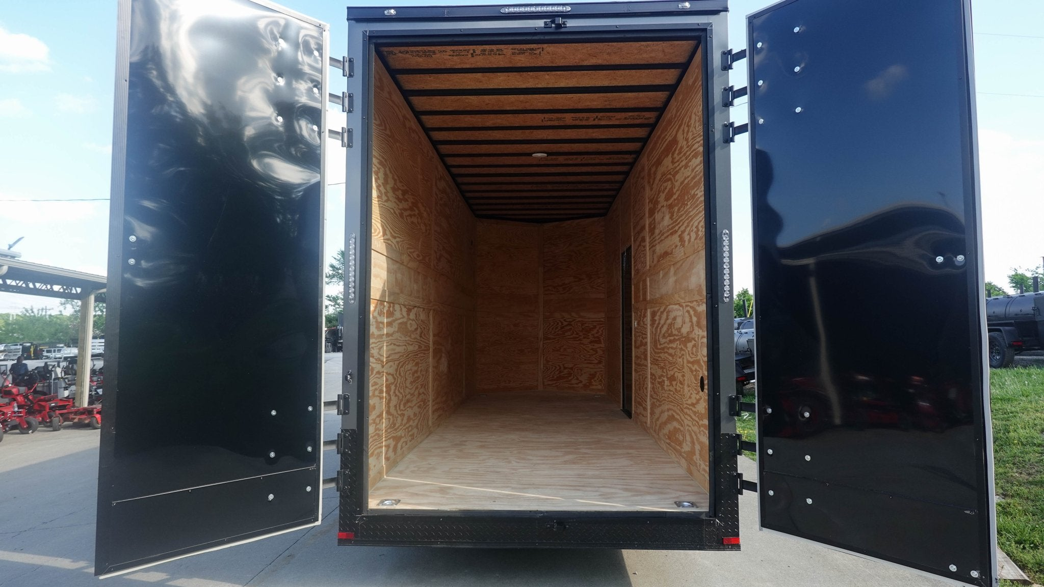 7×20 V Nose Charcoal With Black Out Trim Enclosed Trailer (2) 3500 LB Axles 9 Ft Interior height Barn Doors - Image 12