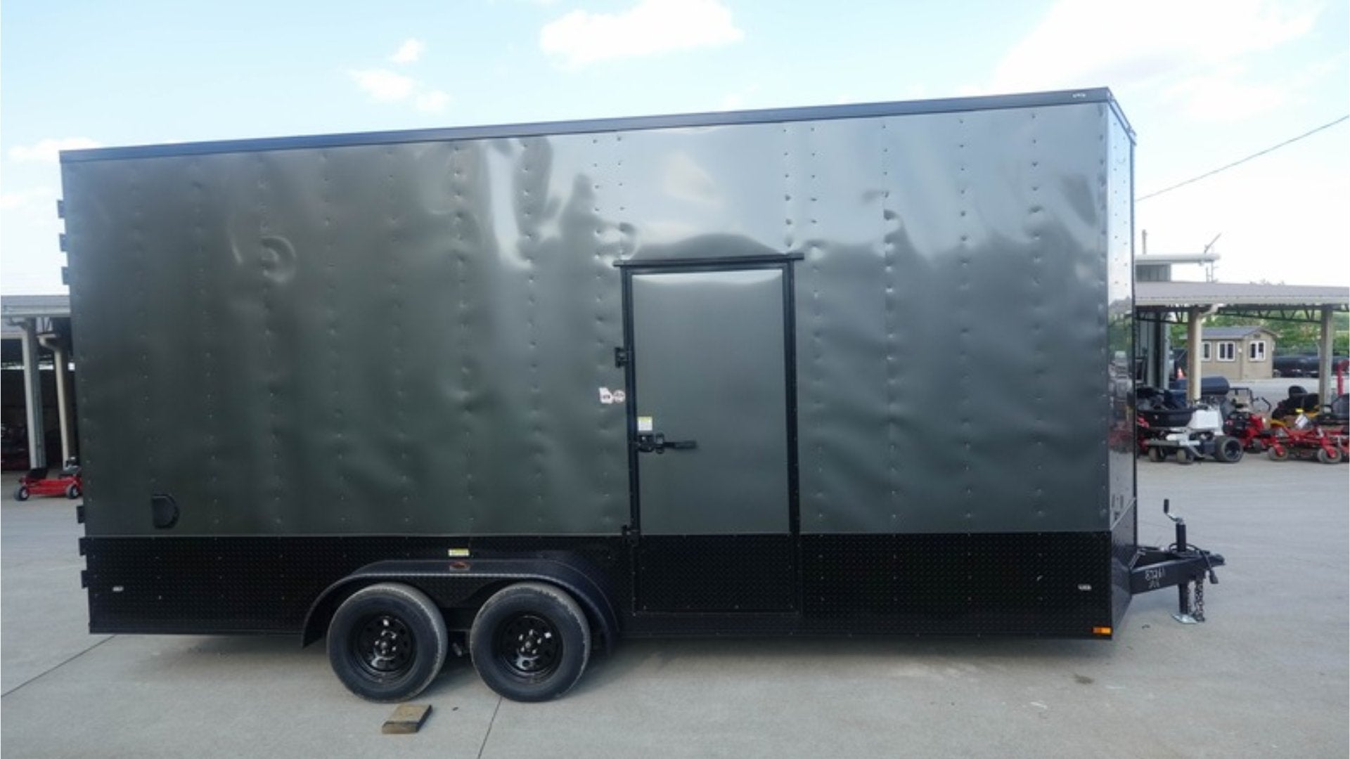 7×20 V Nose Charcoal With Black Out Trim Enclosed Trailer (2) 3500 LB Axles 9 Ft Interior height Barn Doors - Image 3