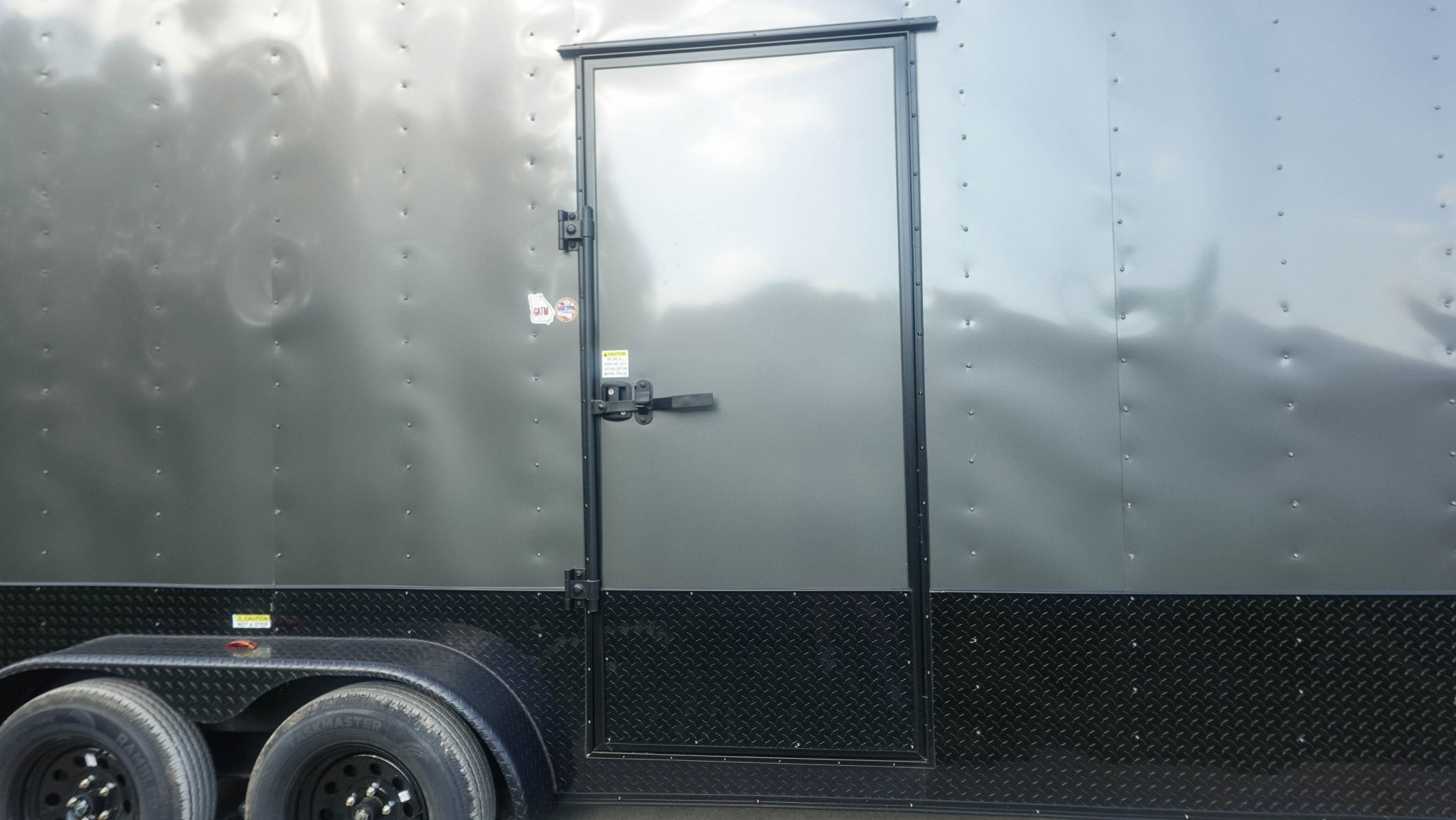7×20 V Nose Charcoal With Black Out Trim Enclosed Trailer (2) 3500 LB Axles 9 Ft Interior height Barn Doors - Image 4