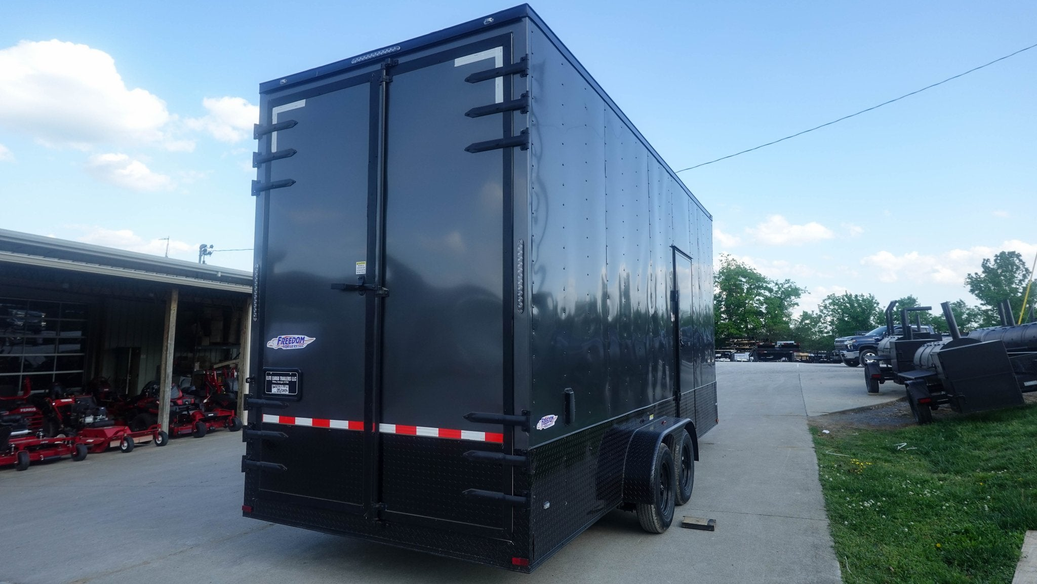 7×20 V Nose Charcoal With Black Out Trim Enclosed Trailer (2) 3500 LB Axles 9 Ft Interior height Barn Doors - Image 7