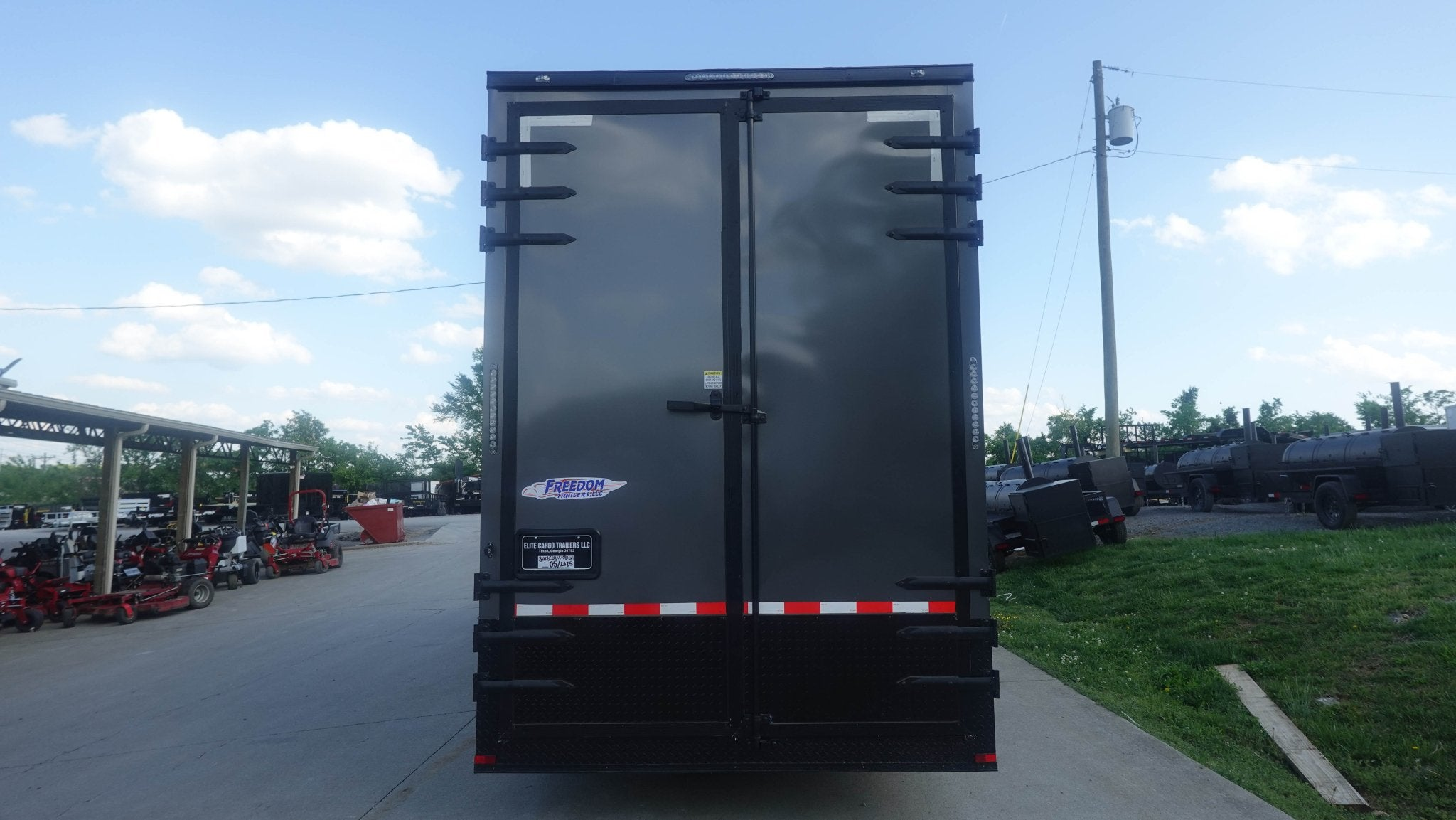 7×20 V Nose Charcoal With Black Out Trim Enclosed Trailer (2) 3500 LB Axles 9 Ft Interior height Barn Doors - Image 8
