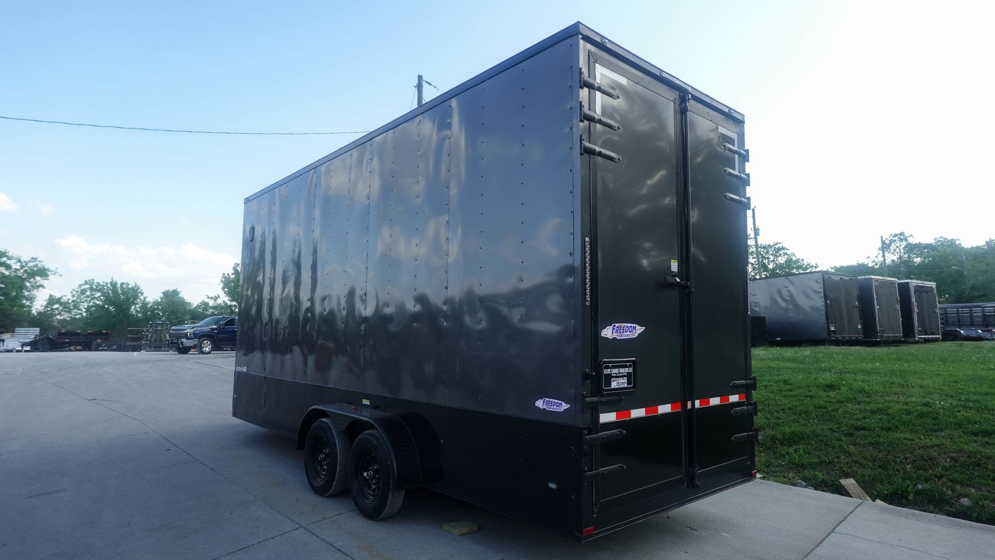 7×20 V Nose Charcoal With Black Out Trim Enclosed Trailer (2) 3500 LB Axles 9 Ft Interior height Barn Doors - Image 6