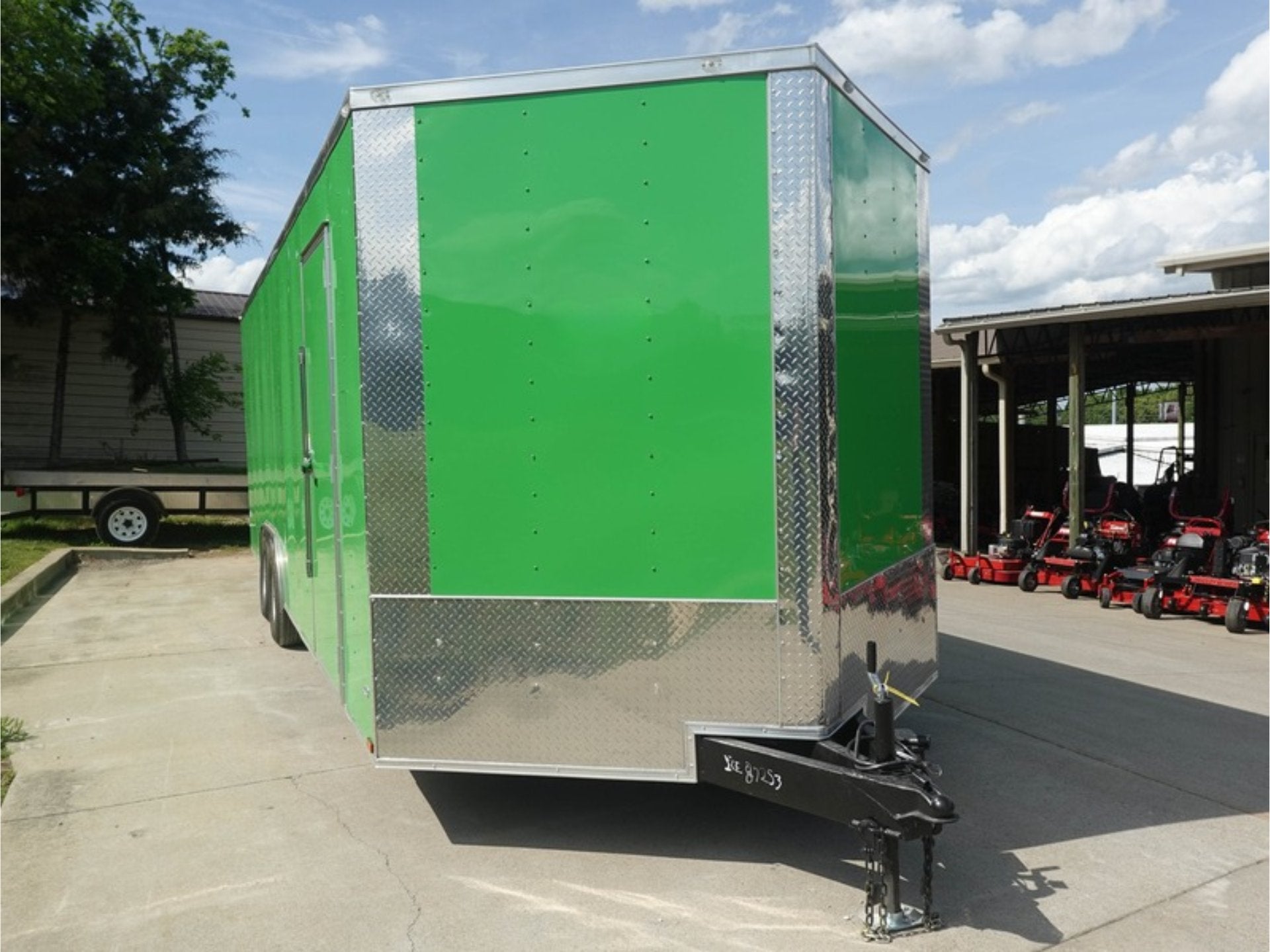 8.5×24 V Nose Neon Green Enclosed Trailer (2) 5200 LB Axles With Brakes 7 Ft Interior Height - Image 3