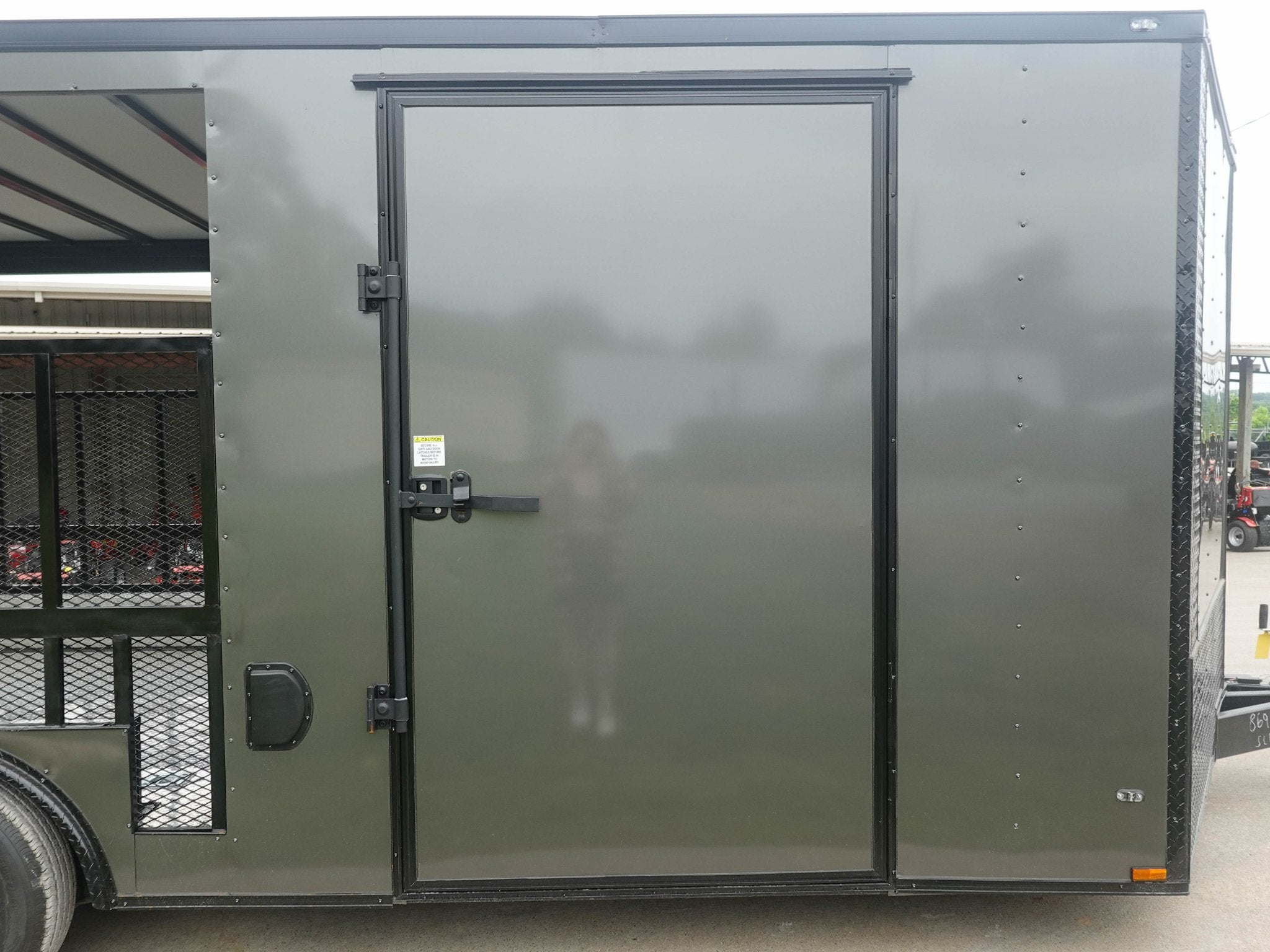 8.5×20 Charcoal Blackout Trim VNose Hybrid Enclosed Trailer Roof (2) 3500lb Axles 50 AMP Electrical Package - Image 4