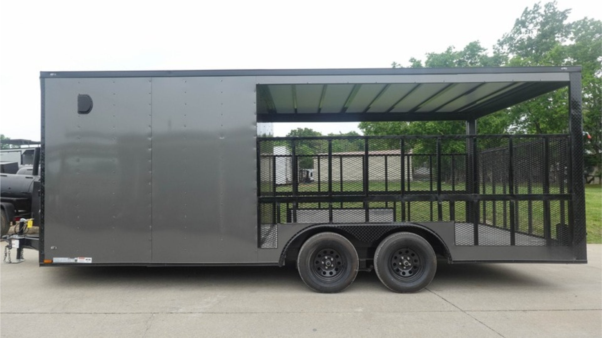 8.5×20 Charcoal Blackout Trim VNose Hybrid Enclosed Trailer Roof (2) 3500lb Axles 50 AMP Electrical Package - Image 11