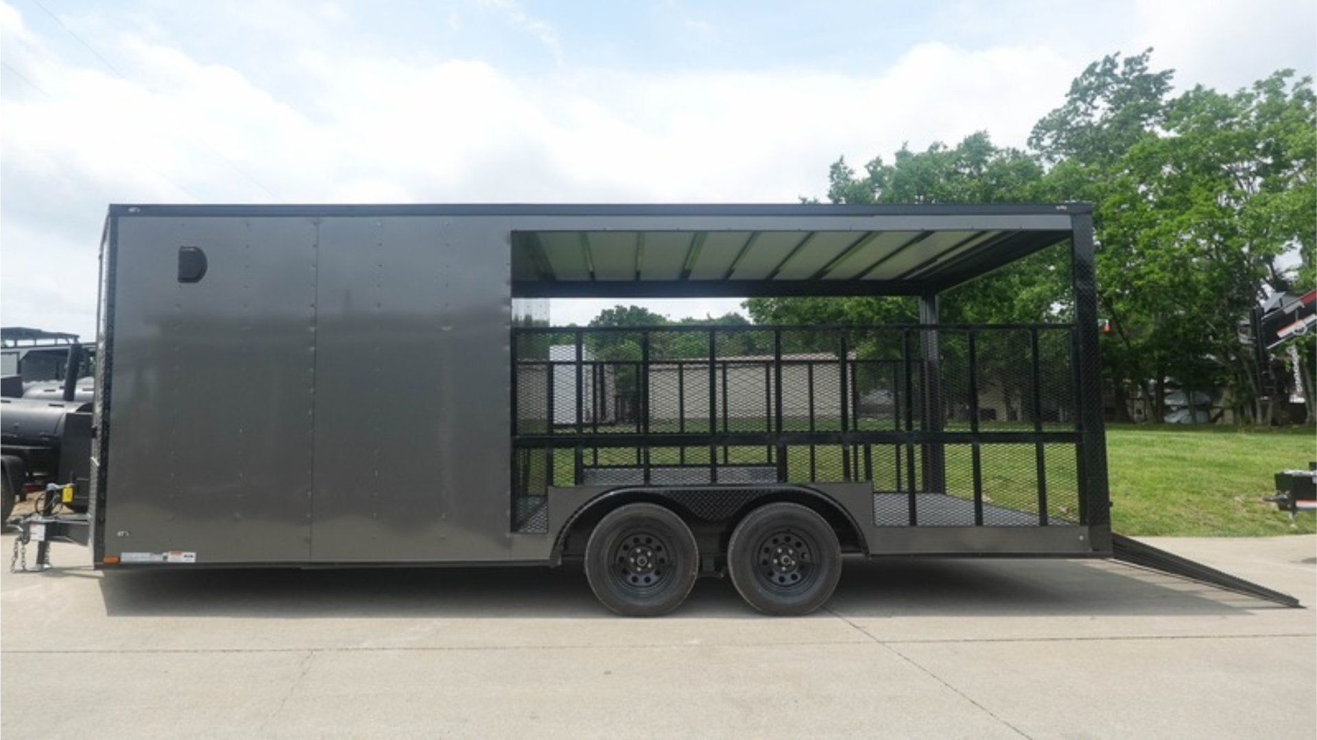 8.5×20 Charcoal Blackout Trim VNose Hybrid Enclosed Trailer Roof (2) 3500lb Axles 50 AMP Electrical Package - Image 12