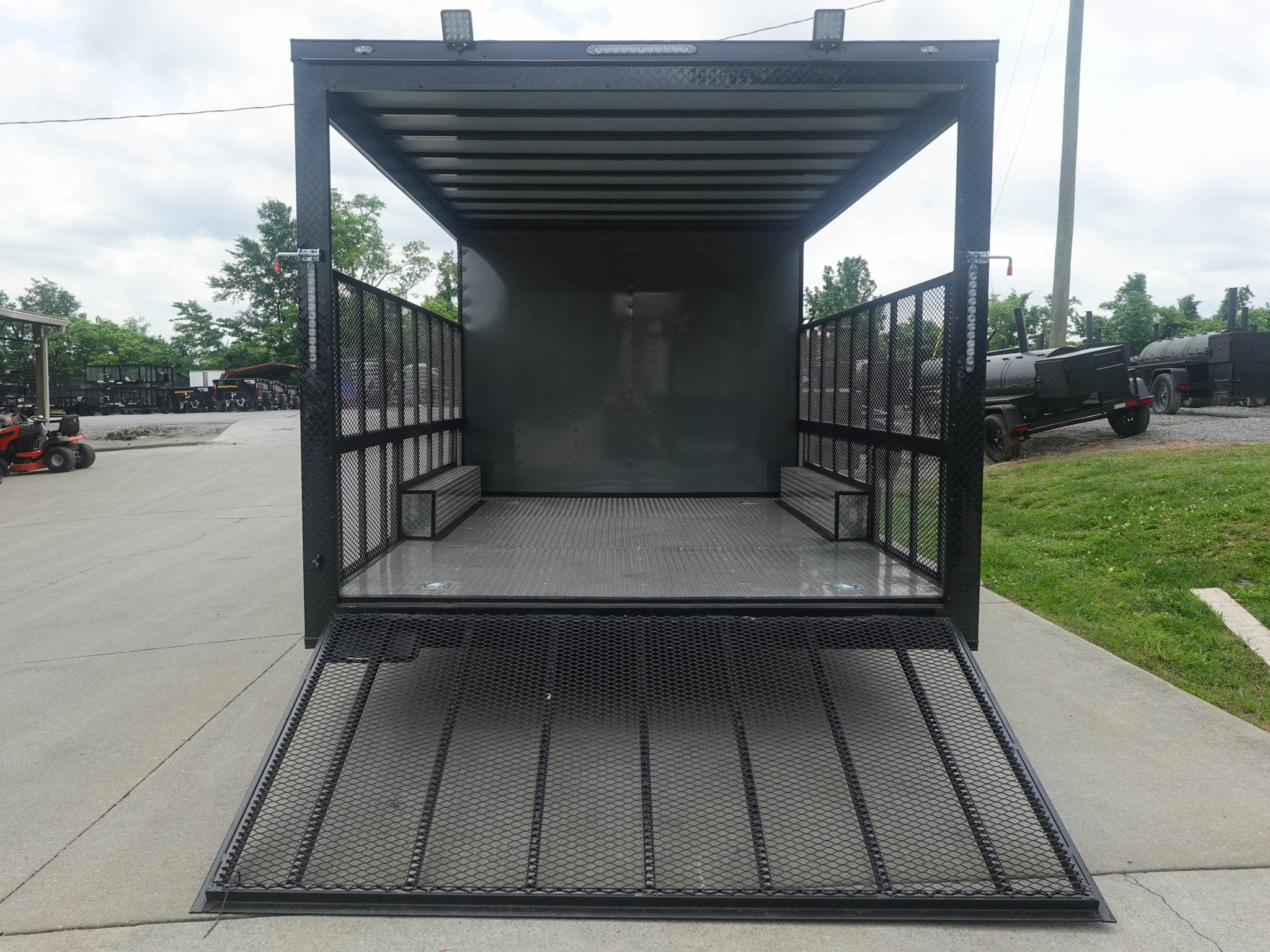 8.5×20 Charcoal Blackout Trim VNose Hybrid Enclosed Trailer Roof (2) 3500lb Axles 50 AMP Electrical Package - Image 14
