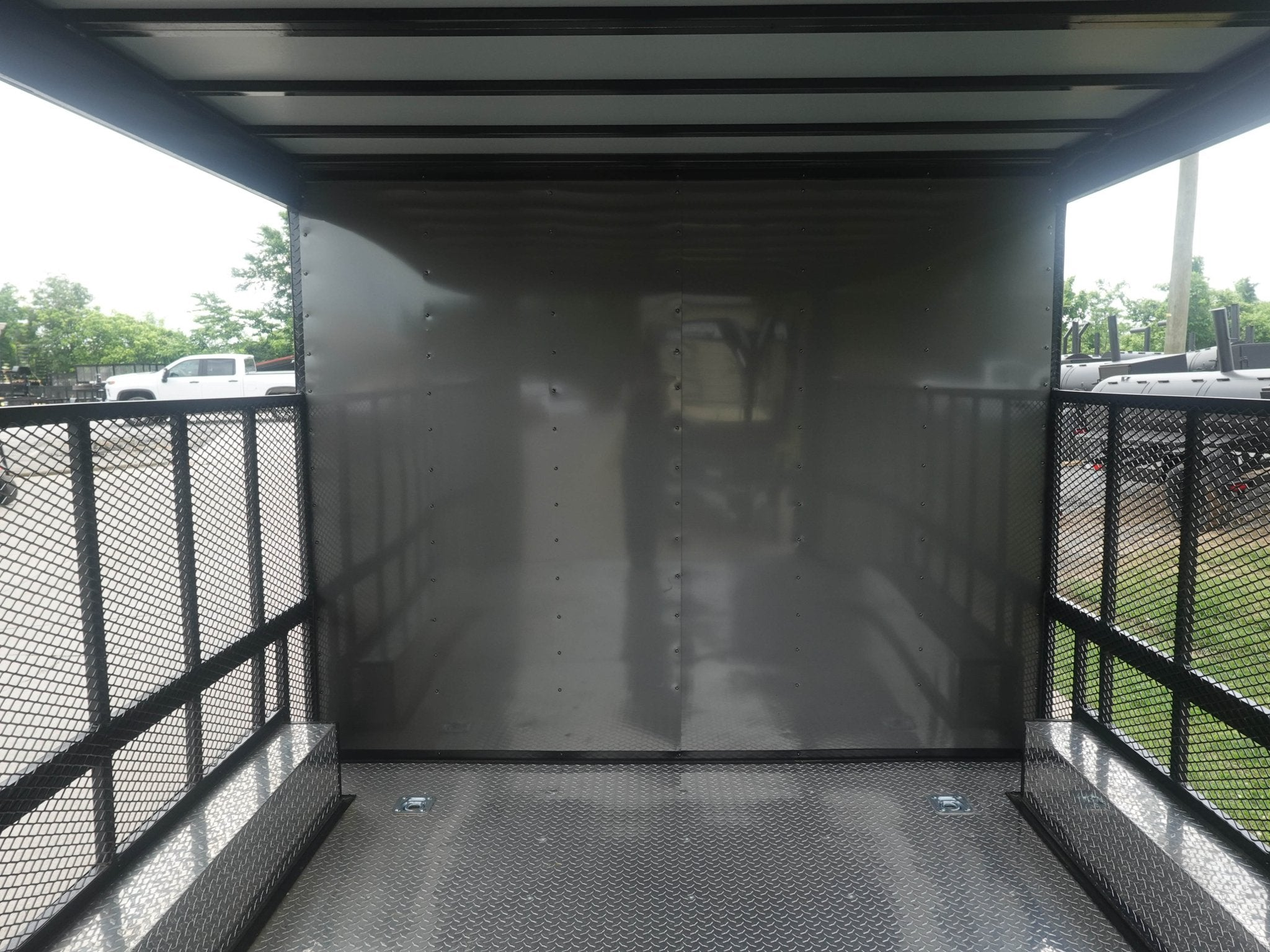 8.5×20 Charcoal Blackout Trim VNose Hybrid Enclosed Trailer Roof (2) 3500lb Axles 50 AMP Electrical Package - Image 16