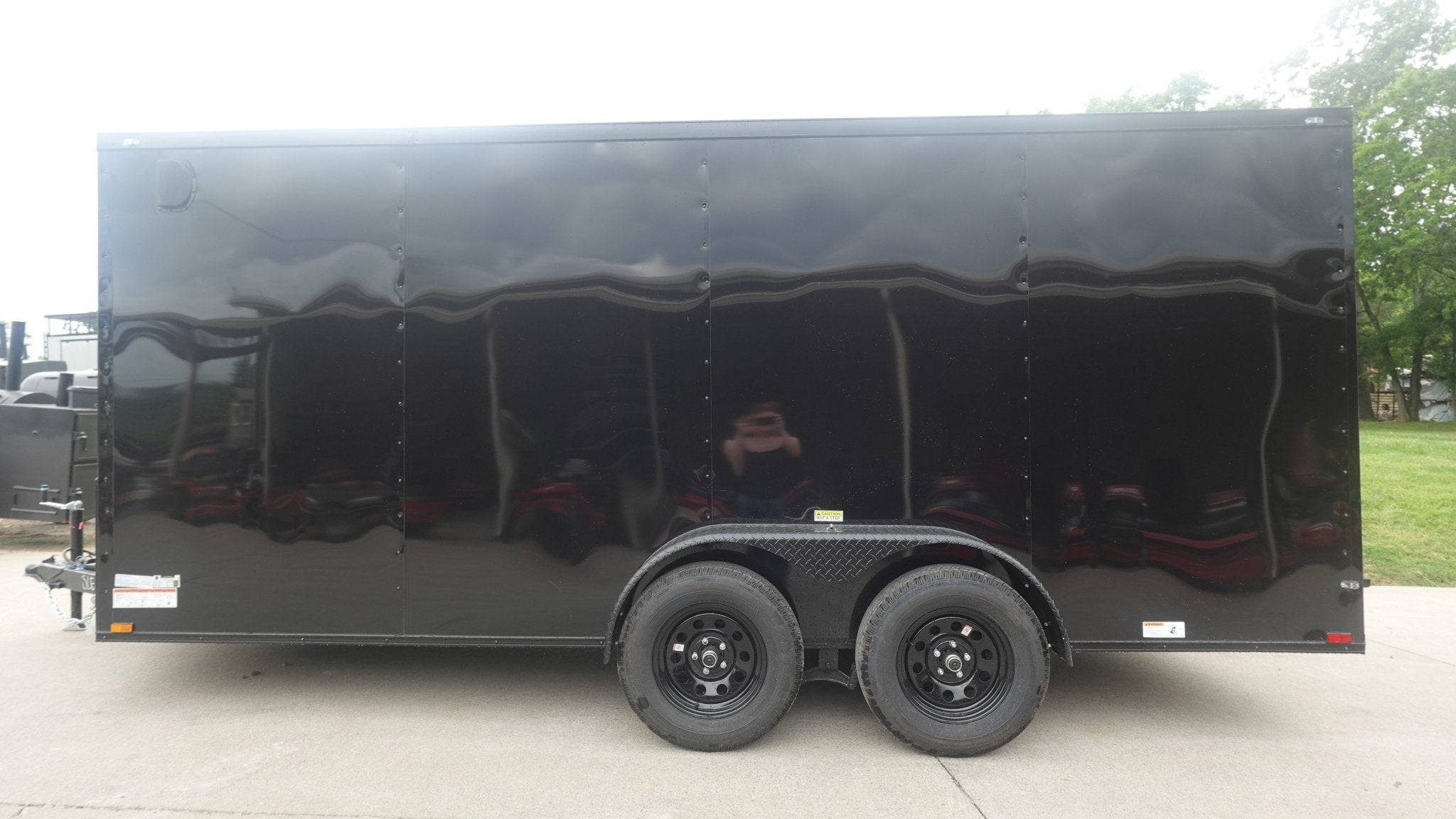 7×16 Enclosed Trailer Black V-Nose Blackout Pkg Tandem Axle Storage 6.4 Interior Height - Image 7