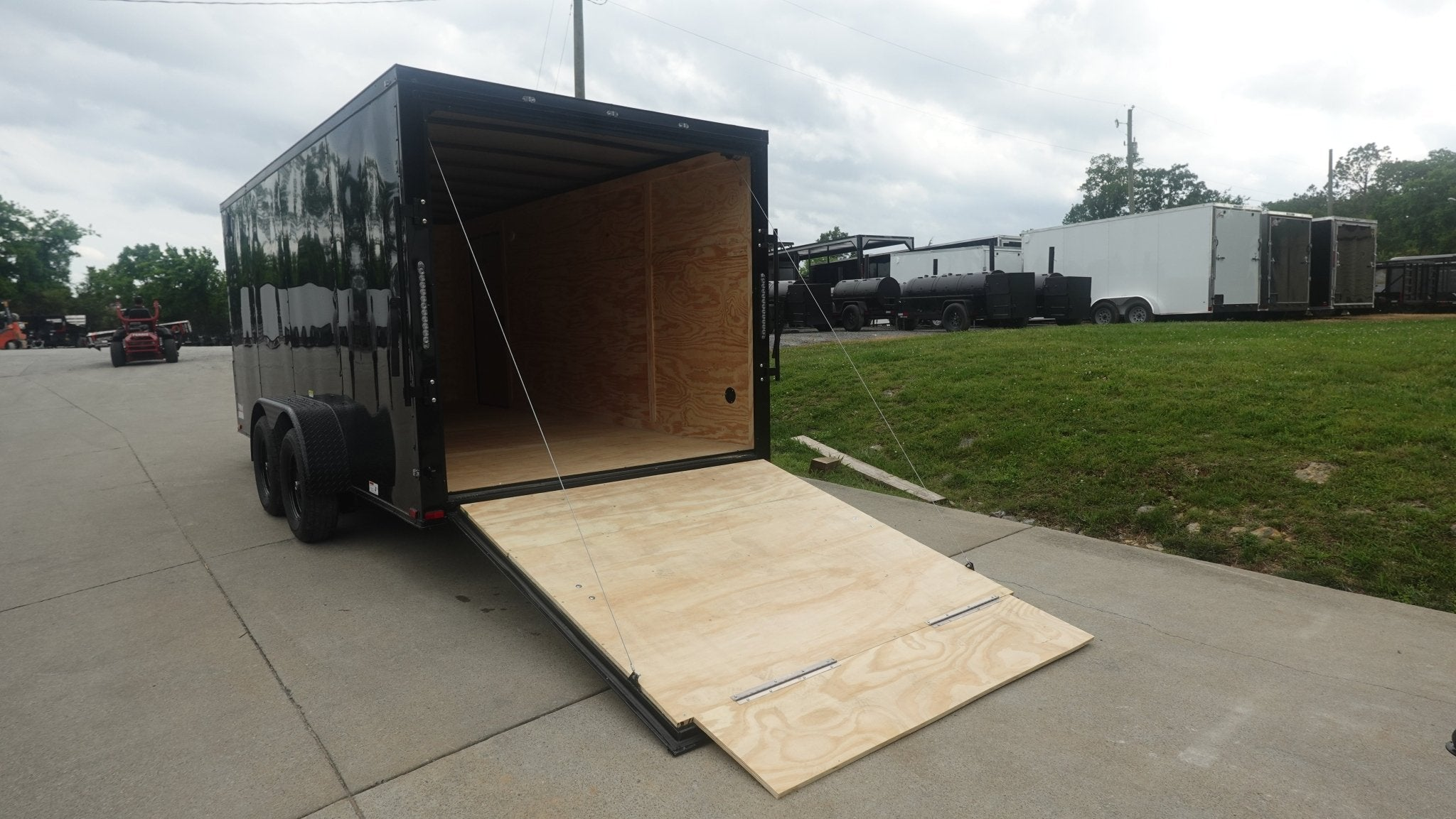 7×16 Enclosed Trailer Black V-Nose Blackout Pkg Tandem Axle Storage 6.4 Interior Height - Image 8