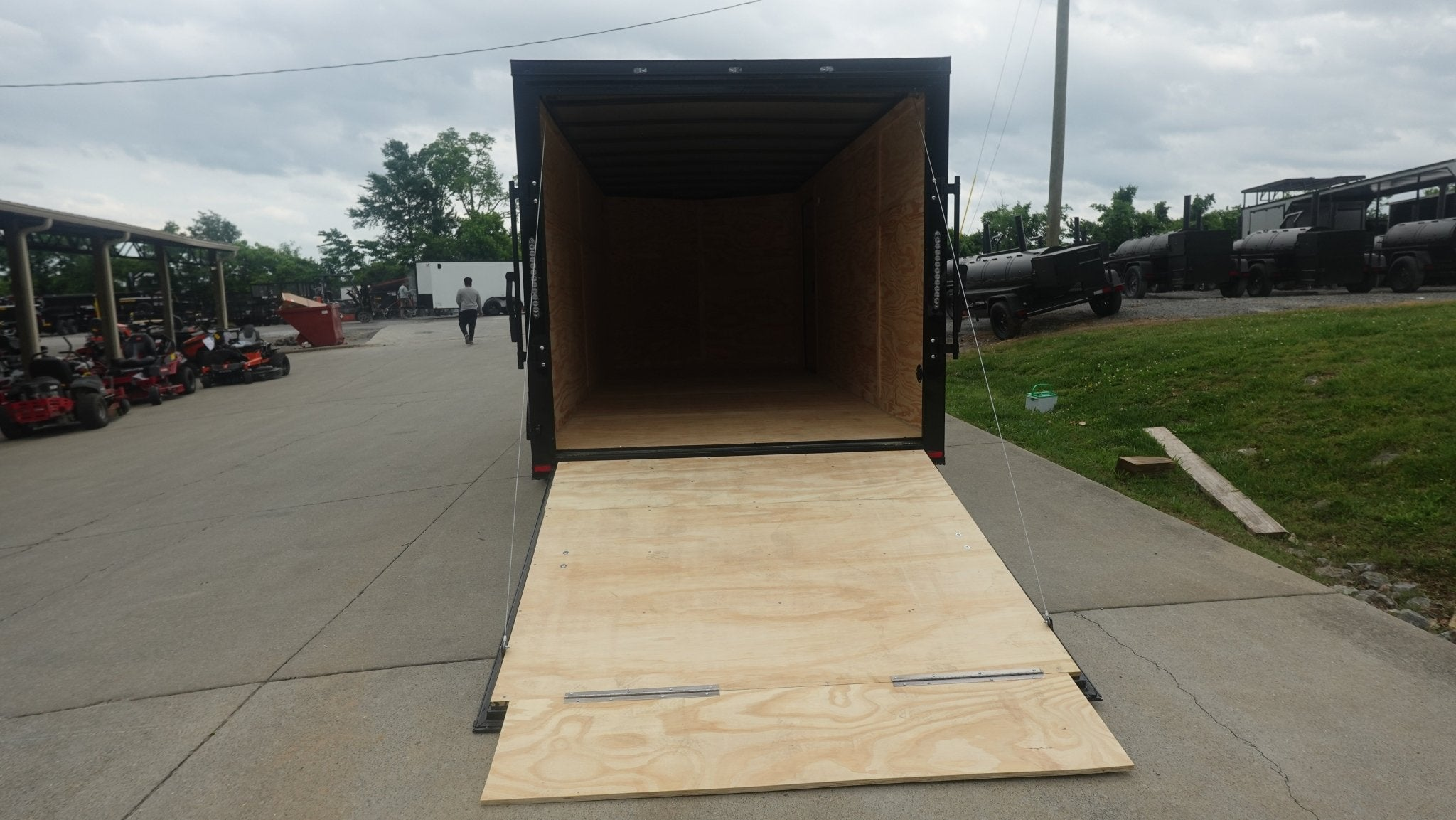7×16 Enclosed Trailer Black V-Nose Blackout Pkg Tandem Axle Storage 6.4 Interior Height - Image 9