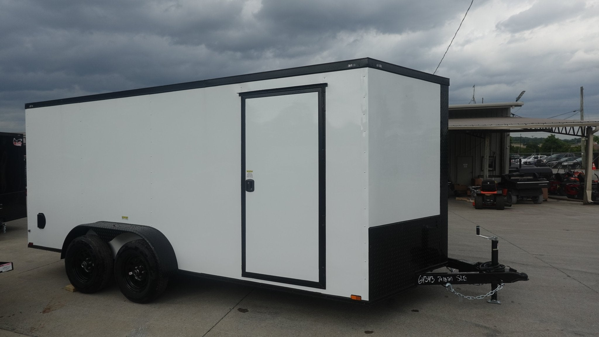 7×16 Enclosed Trailer Black V-Nose Blackout Pkg Tandem Axle Storage 6.4 Interior Height - Image 11