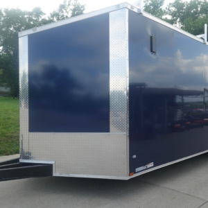 8.5×24 Blue V-Nose Slant Top Enclosed Trailer (2) 5200lb Axles Ladder Racks