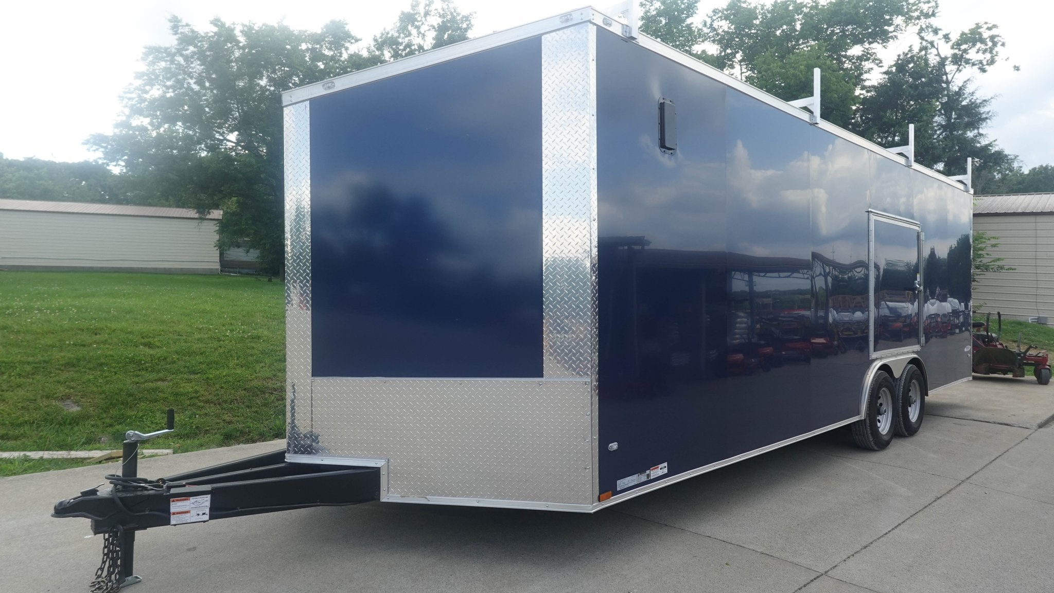 8.5×24 Blue V-Nose Slant Top Enclosed Trailer (2) 5200lb Axles Ladder Racks