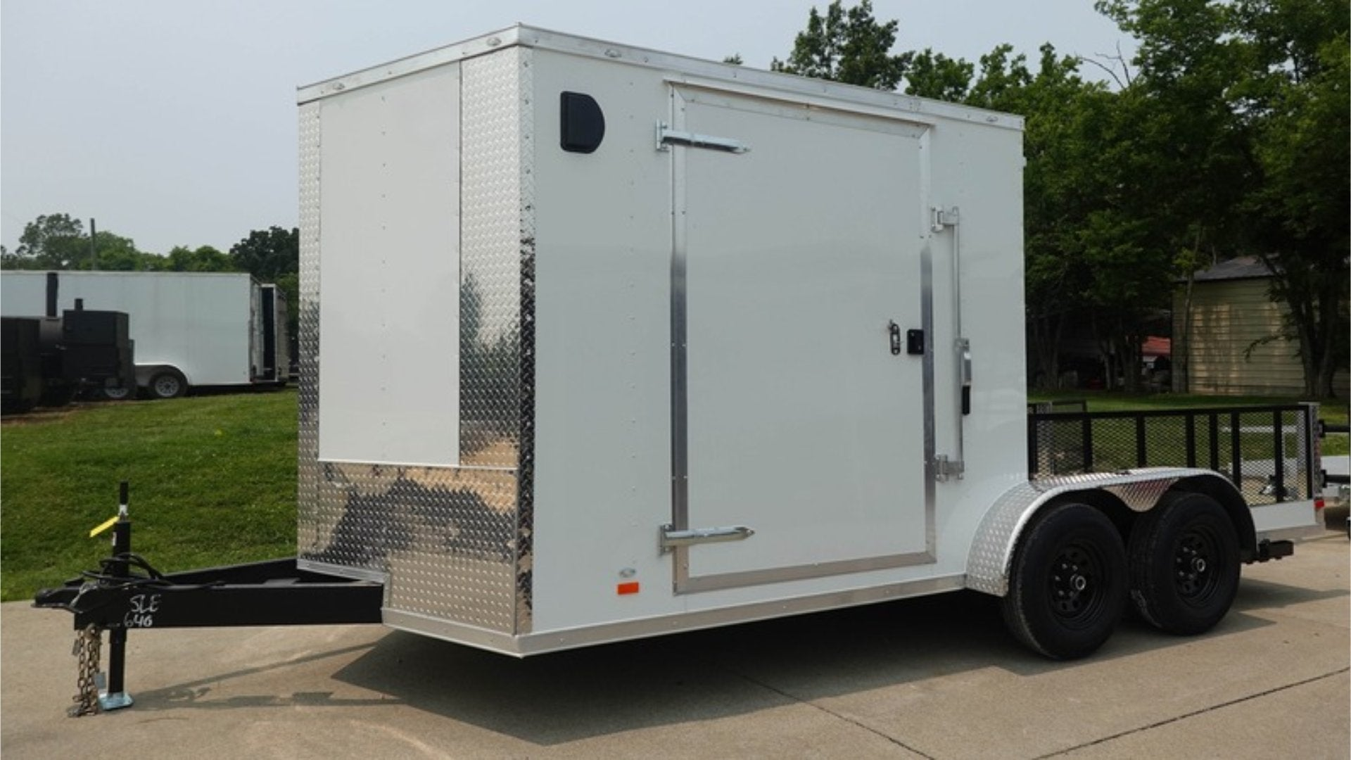 7×16 Tandem White V-Nose Hybrid Enclosed Trailer