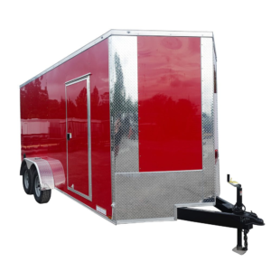 7×16 Red V-Nose Enclosed Trailer (2) 3,500lb Axles 7ft Interior