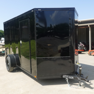 6×12 Enclosed Trailer Black V-Nose Blackout Package 3,500lb Axle Storage