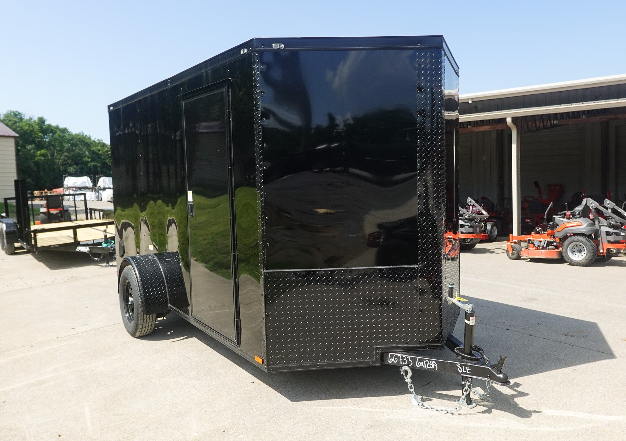 6×12 Enclosed Trailer Black V-Nose Blackout Package 3,500lb Axle Storage