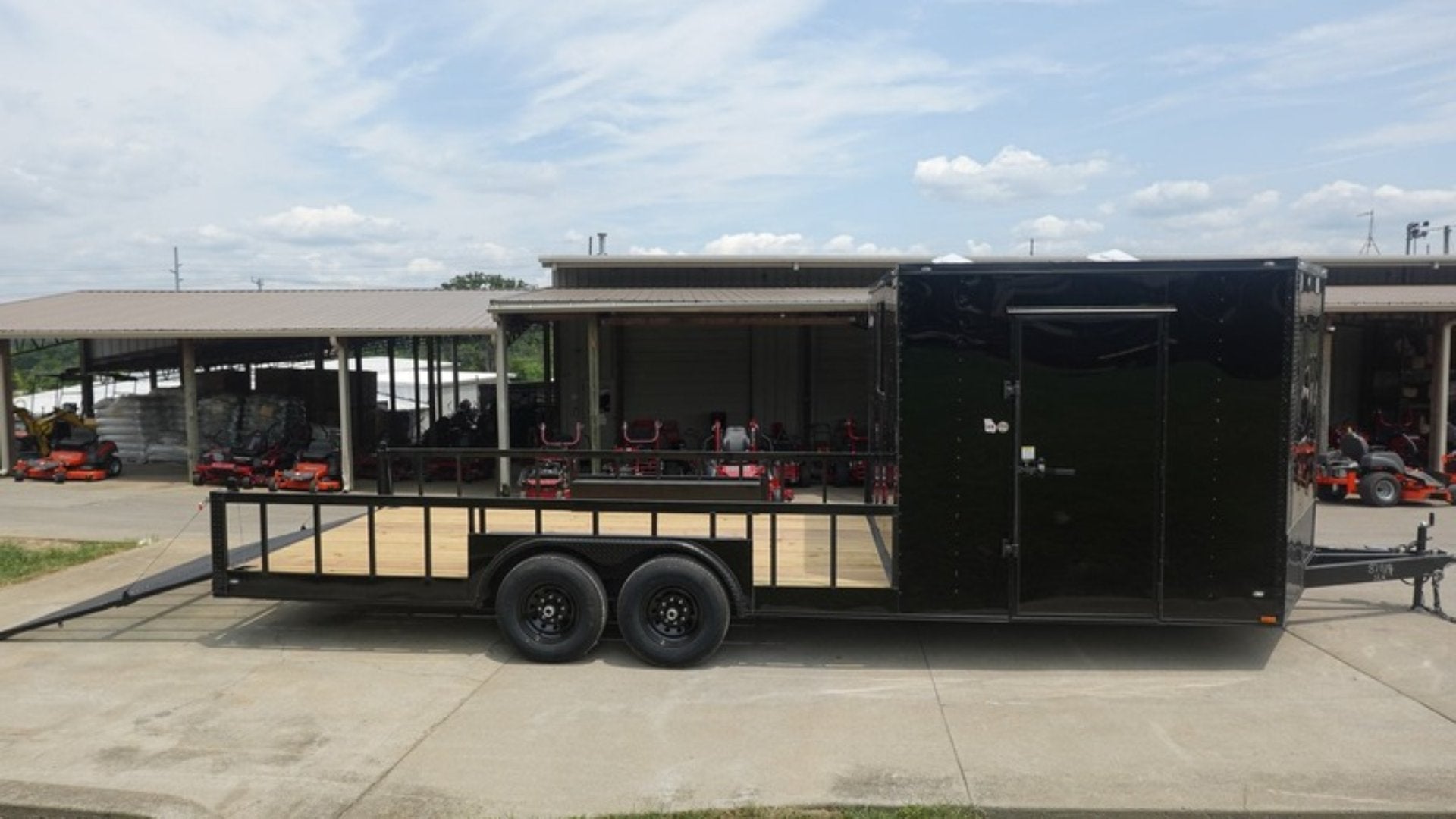 8.5×24 Black W/Black Out Hybrid Enclosed Trailer V-Nose (2) 7,000lb With Rails - Image 6