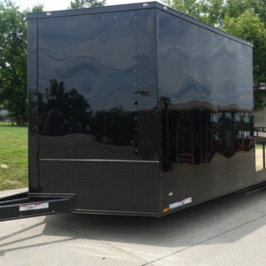 8.5×24 Black W/Black Out Hybrid Enclosed Trailer V-Nose (2) 7,000lb With Rails