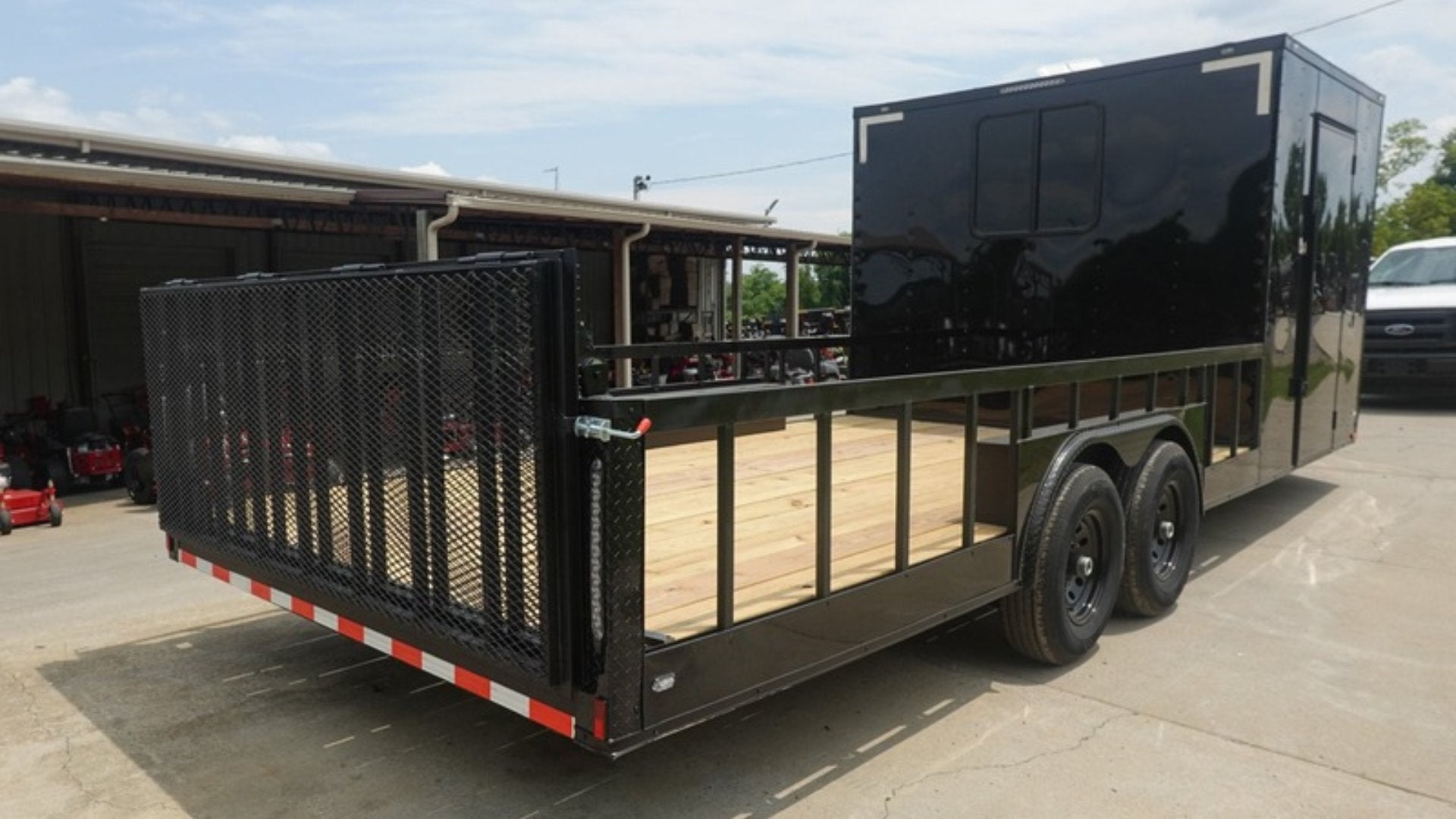 8.5×24 Black W/Black Out Hybrid Enclosed Trailer V-Nose (2) 7,000lb With Rails - Image 9