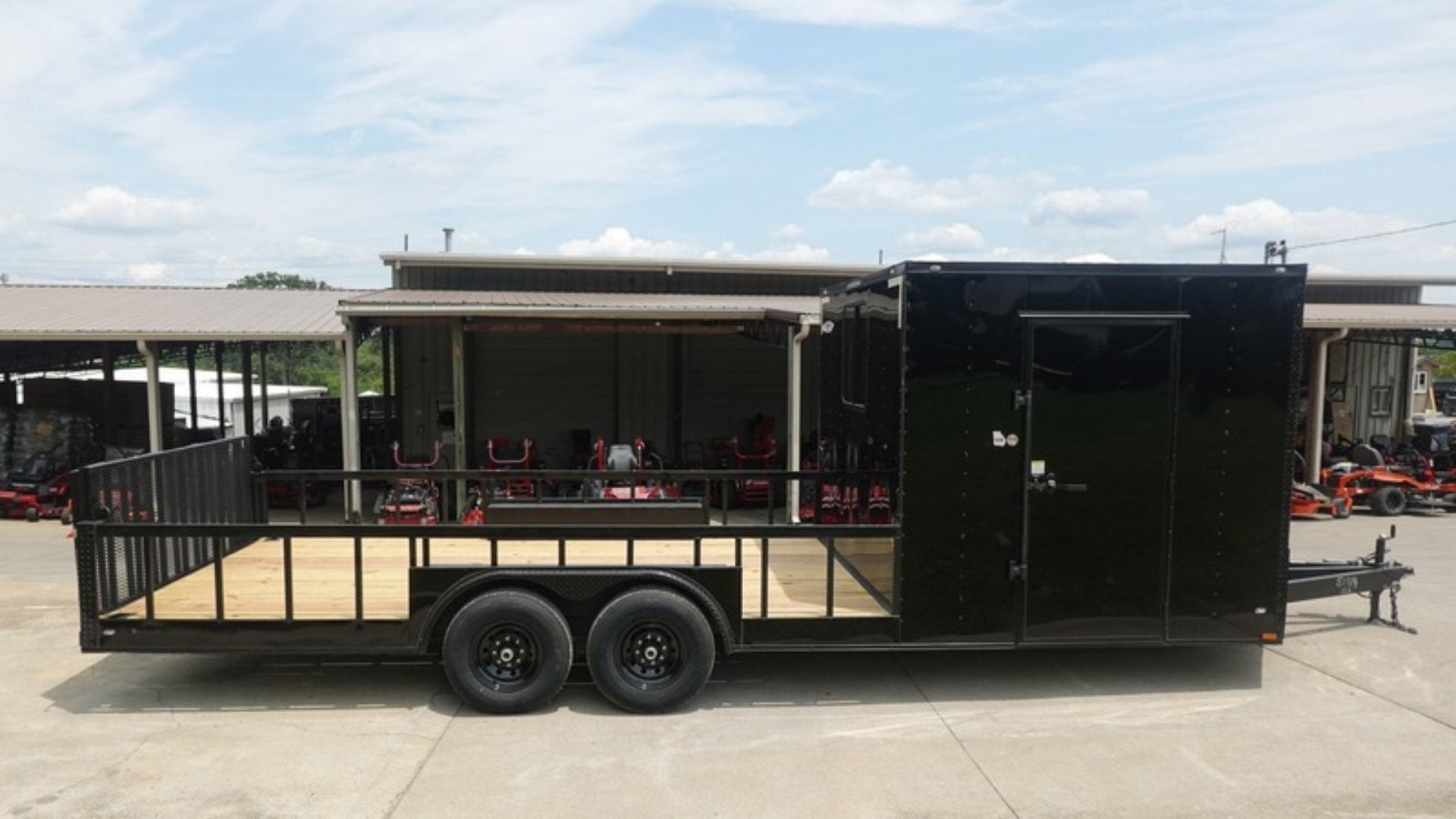 8.5×24 Black W/Black Out Hybrid Enclosed Trailer V-Nose (2) 7,000lb With Rails - Image 4