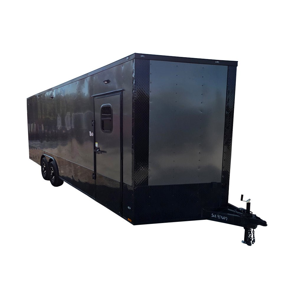 8.5′ X 24′ Charcoal Grey With Blackout Custom Water Rescue Enclosed Trailer