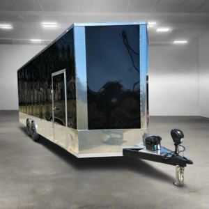 Enclosed Trailer 8.5×24 Black W/ Silver Trim Cargo & Toy Hauler 9ft Height