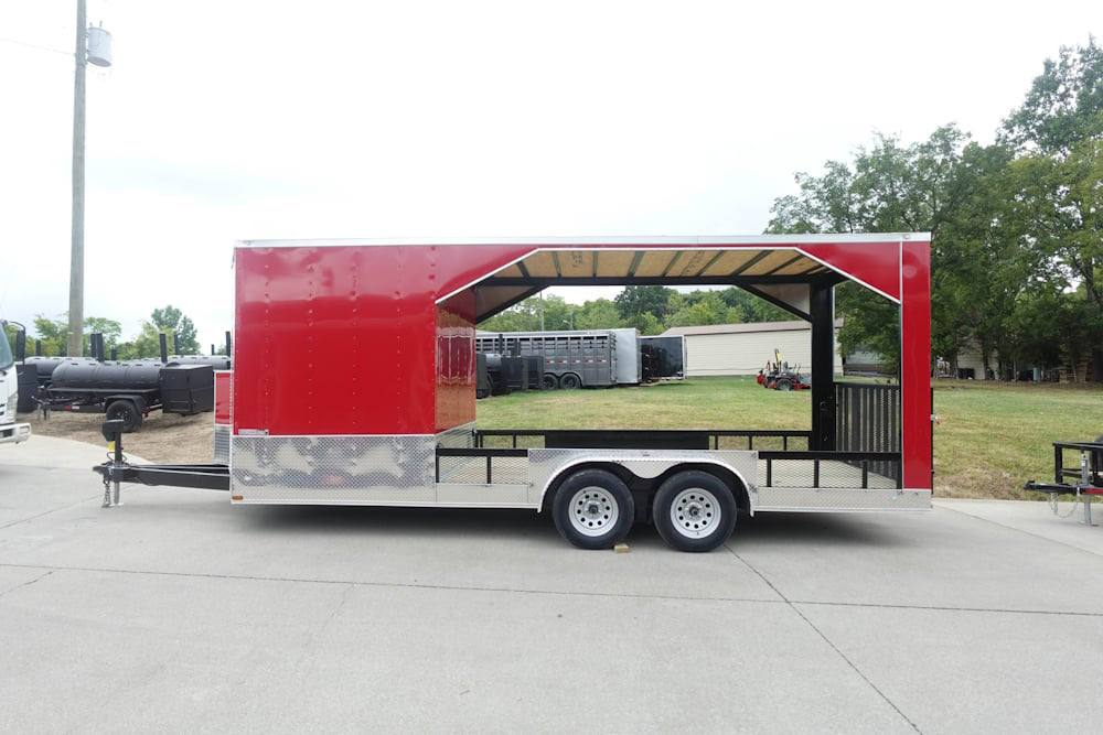 Enclosed Trailer 7′ X 20′ Red Hybrid Motorcycle Event With Roof - Image 4