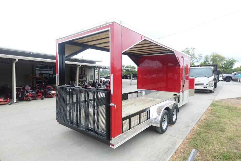 Enclosed Trailer 7′ X 20′ Red Hybrid Motorcycle Event With Roof - Image 5