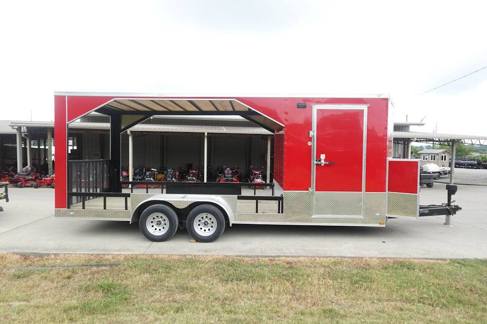 Enclosed Trailer 7′ X 20′ Red Hybrid Motorcycle Event With Roof - Image 3