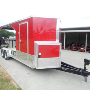 Enclosed Trailer 7′ X 20′ Red Hybrid Motorcycle Event With Roof