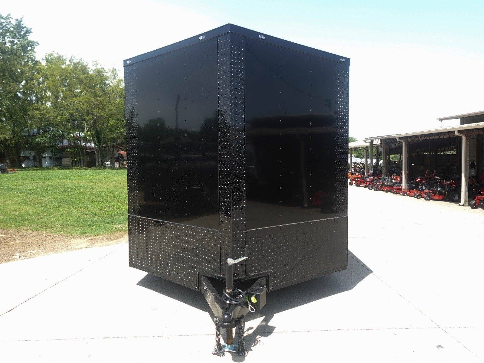 8.5×18 Black V-Nose Enclosed Trailer with Blackout Package (2) 3,500lb Axles - Image 2