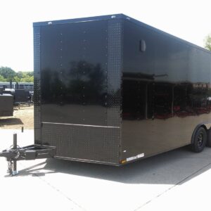 8.5×18 Black V-Nose Enclosed Trailer with Blackout Package (2) 3,500lb Axles