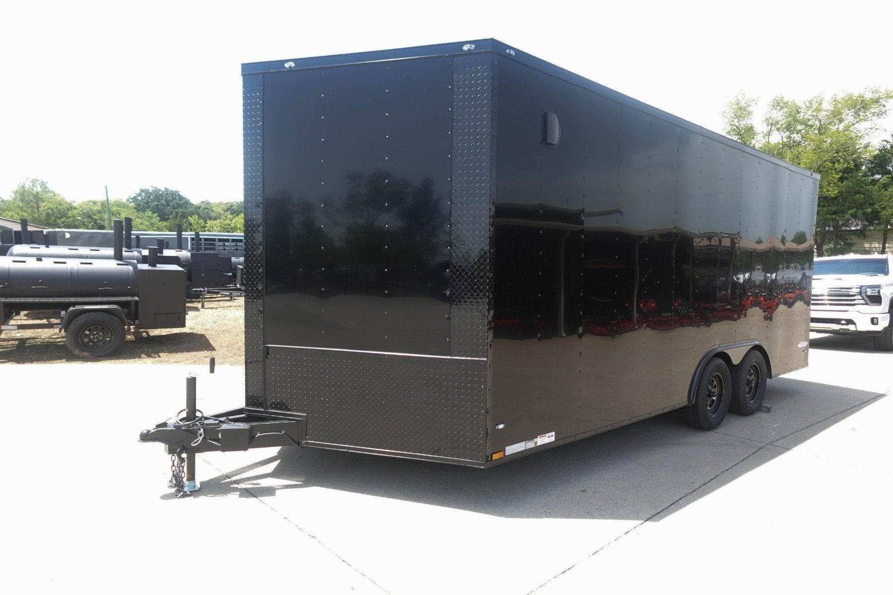 8.5×18 Black V-Nose Enclosed Trailer with Blackout Package (2) 3,500lb Axles