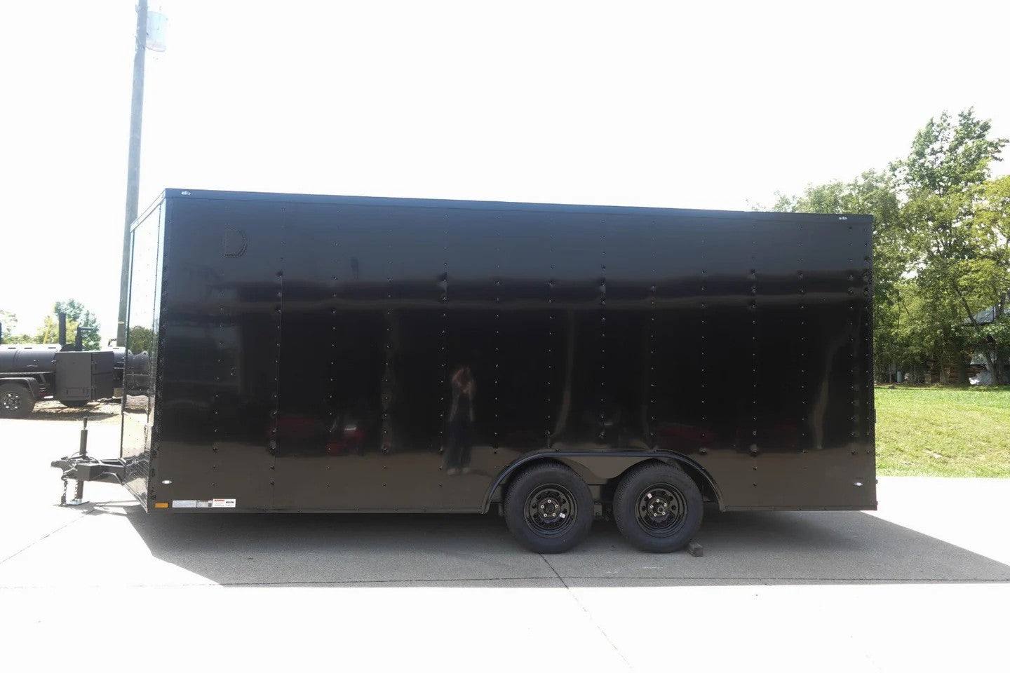 8.5×18 Black V-Nose Enclosed Trailer with Blackout Package (2) 3,500lb Axles - Image 6