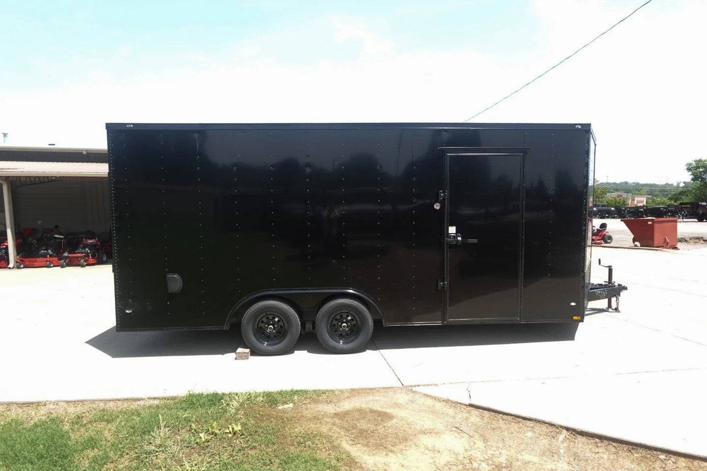 8.5×18 Black V-Nose Enclosed Trailer with Blackout Package (2) 3,500lb Axles - Image 4