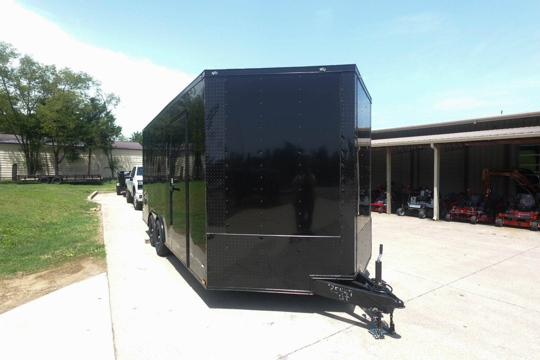 8.5×18 Black V-Nose Enclosed Trailer with Blackout Package (2) 3,500lb Axles - Image 3