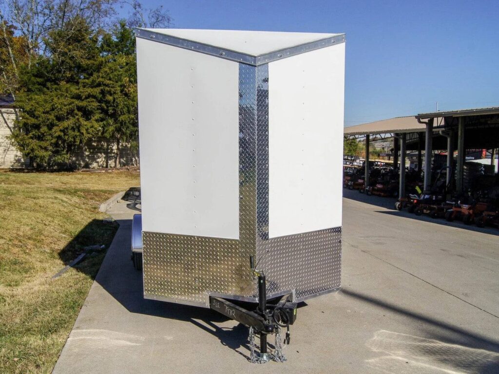 6×14 White Slant Top V-Nose Enclosed Trailer 3,500lb Axle
