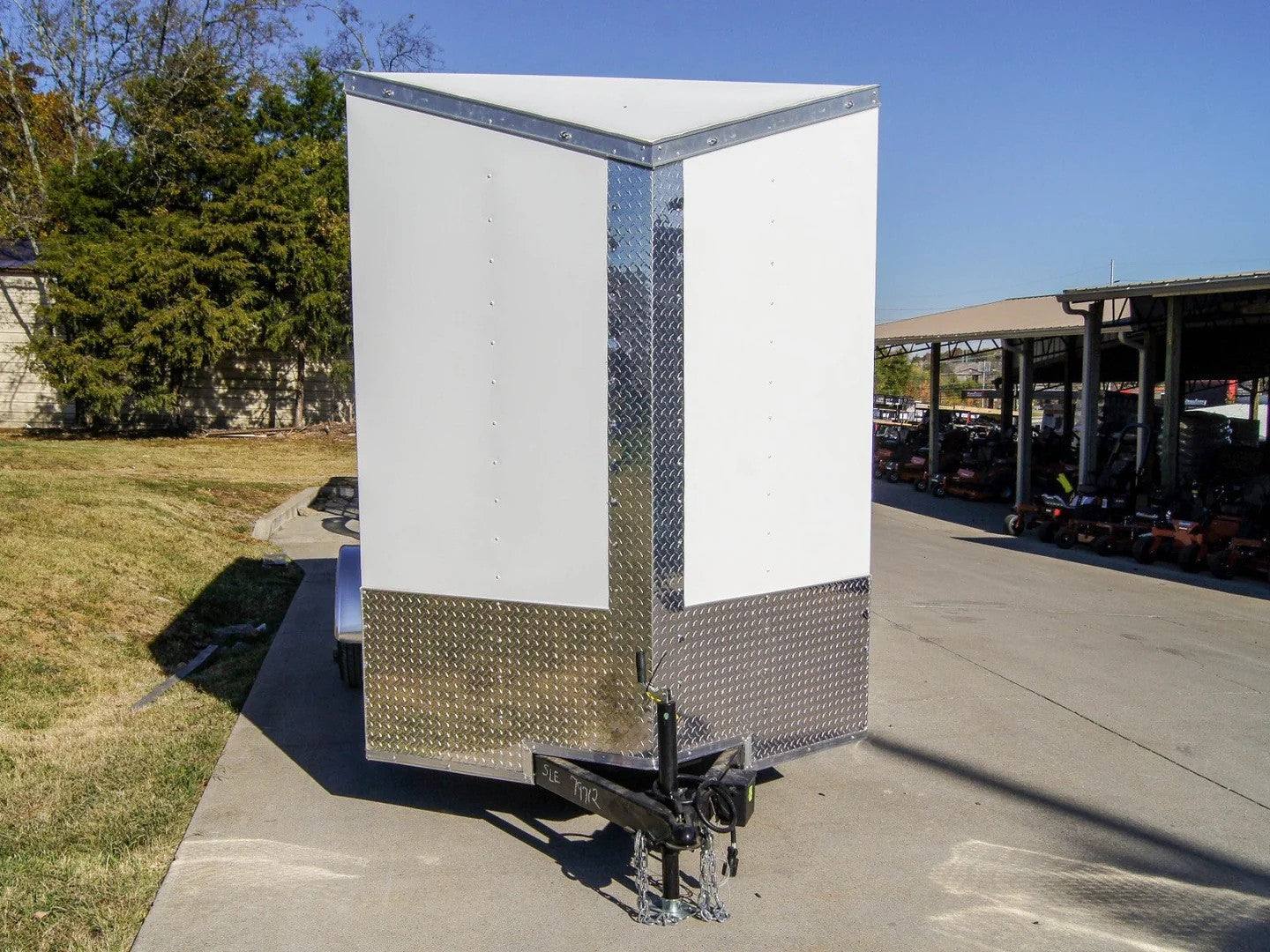6×14 White Slant Top V-Nose Enclosed Trailer 3,500lb Axle