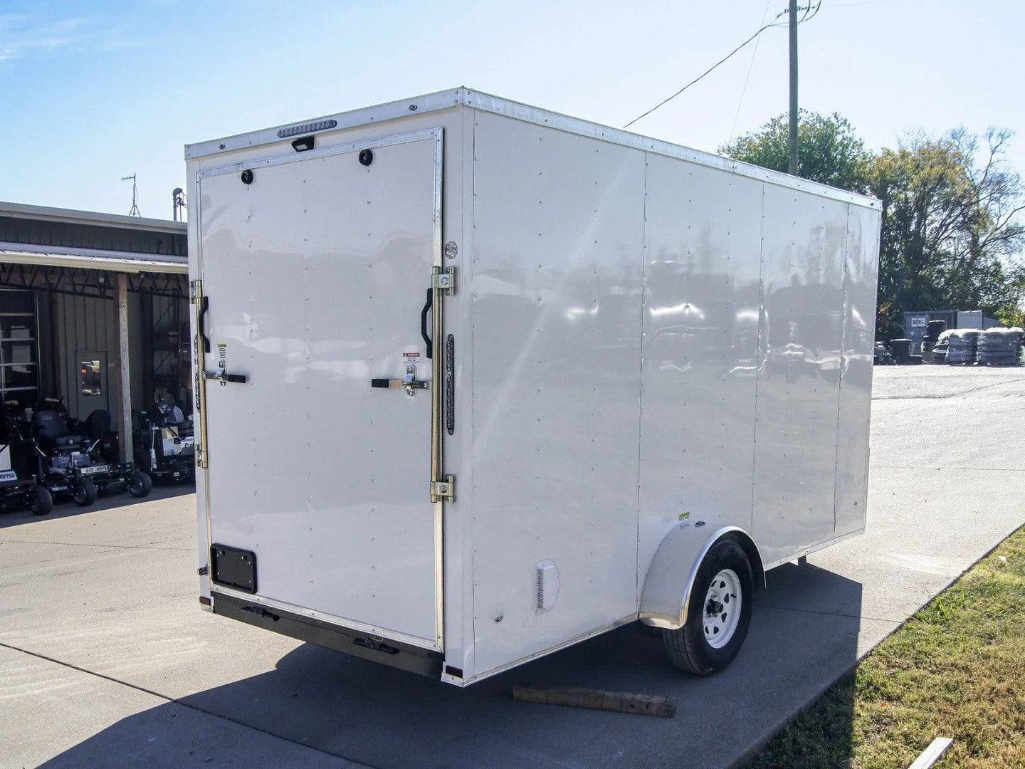 6×14 White Slant Top V-Nose Enclosed Trailer 3,500lb Axle - Image 5